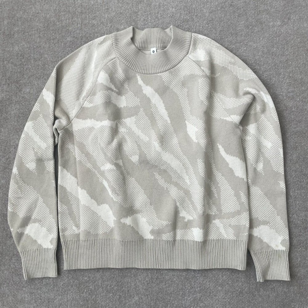 Athleta Sweater Womens XS Tan Camo Beige Casual Pullover Knit Merino Wool Shirt - Picture 1 of 7